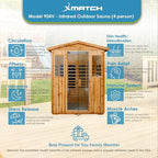 Saunas 904V Far Infrared Sauna, Outdoor Wooden Dry Sauna Low EMF (Hemlock Wood, 4-Person Size)