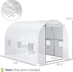Outsunny 9.8' x 6.6' x 6.6' Plastic Greenhouse Cover Replacement, Heavy Duty Waterproof Tarp for Hoop House, Sheeting with 6 Windows, Door & Reinforcement Grid, White