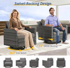 Luxury Outdoor Swivel Rocker Patio Chairs Set of 2, Swivel Patio Chairs for Porch, Yard, Deck, Poolside, Grey/Grey