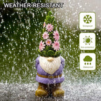 Nacome Garden Outdoor Statues Gnome with Succulent and 7 LED Lights - Lawn Decor for Patio, Balcony, Yard Ornament - Unique Housewarming Gifts