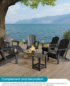 MUCHENGHY Adirondack Outdoor Side Table, 14.7" Patio Side Table Weather Resistant, HDPE Outdoor End Tables for Patio, Black