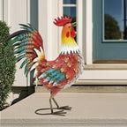 21" Metal Rooster Yard Decor, Outdoor Garden Statues, Metal Chicken Sculpture for Backyard Patio Kitchen Decor