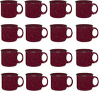 Set of 16 Ceramic Campfire Mugs – 15 Oz, Maroon – Coffee & Tea Cups for Home, Work, Travel, Camping – Customizable, Great for DIY, Events, Companies