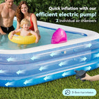 Dragon Inflatable Pool with Lights, Oversized 119"x86"x21" Family Inflatable Kids Pool Flamingo& Swan Inflatable Swimming Pool for Adults Blow up Pool for Backyard（with Electric Pump）