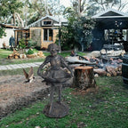 Outdoor Garden Statues - Bird Bath & Feeder Combo - Standing Angel Fairy Statues, 14.25*12.25*28.75 Inch