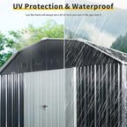 Ball & Cast 10x12FT Outdoor Storage Shed,Large Metal Tool Sheds with Locking Double Doors,Garden Tool House W/Arch Roof & Ventilation Slots,for Backyard Garden Patio Lawn,Black