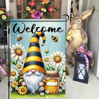 Welcome Spring Garden Flag Daisy Honey Garden Decoration 12x18 Double Sided Garden Outdoor House Spring Yard Flags for Outdoor Lawn and Patio Seasonal Farmhouse Flag