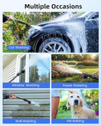 Cordless Pressure Washer 1080PSl Portable High Pressure for Car Wash Outdoor Cleaning, Handheld Power Washer with 6-in-1 Adjustable Nozzle, Foam Cannon for Fences/Driveways/Patios/Home (1X 4Ah)