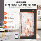 VEVOR Portable Steam Sauna Tent Full Size, 1200W with Visible Window, Personal Sauna Blanket Kit for Home Spa,Heated Body Therapy,Time&Temperature Remote Control with Chair,Black, 2.9’x 2.9’x 5.2’