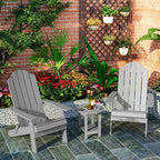 MXIMU Round Outdoor Side Table Adirondack Tables 18 Inch Chairside End Tables with Storage Shelf, 2-Tier Plastic Patio Side Table, Weather Resistant for Balcony Backyard Lawn (Grey, 2 Pack)