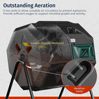 East Oak Compost Tumbler Outdoor, 43-Gal Dual Chamber Compost Bin with 2 Sliding Door and Aeration System, Tumbling Rotating Composter Bin for Garden, Kitchen, Yard