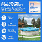 18 ft Above Ground Round Pool Cover, Rippling Water Design, Extra Thick & Durable, Sapphire Series of Premium Cold and UV-Resistant Pool Cover