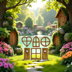 6Pcs Brown Wooden Fairy Garden Door, Blank Door Fairy House Doors and Windows Ornaments Tree Statues for Tree Trunk Yard Decoration, Miniature Gardens Buildings , Garden Sculptures and Statues