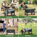 TIMBER RIDGE 49" Extra Long Collapsible Folding Wagon with Tailgate and Brakes, 250L Capacity All-Terrain Wagon Carts Foldable, 300lbs Portable Cart for Dog, Garden, Outdoor Camping Sports, Grey