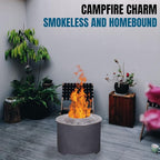Afterglow Smokeless Fire Pit, 20.5" Round Wood Burning Stainless Steel Top & TerraFab Base, Firepit with Weather Cover Perfect for Outdoor Patio Garden, Dark Grey