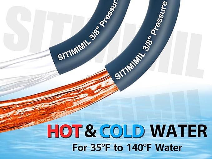 3/8'' Pressure Washer Hose 100FT - Kink Resistant Steel Wire Braided, Wear Resistant, 3/8" Stainless Steel Quick Connect, with M22 14mm Adapter Set, Hot and Cold Water Power Washer Hose, 4200 PSI