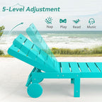 Outdoor Chaise Lounge Chairs with Table, 6-Piece, 26.8” Super Wide Lounge Chair Outdoor, HDPS Pool Chairs with 5 Positions, Patio Lounge Chair with Wheels for Pool,Lawn,Backyard, Aruba Blue