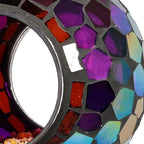 Sunnydaze 6-Inch Glass Mosaic Hanging Bird Feeder for Outdoors - Fly-Through Wild Bird Feeder - Iridescent Purple Mosaic