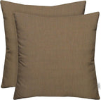 RSH DECOR: Sunbrella Square Throw Pillows Set of 2 | 24" x 24" | Water and Fade-Resistant Performance Fabric | Outdoor Pillow Covers with Down-Alternative Inserts | Canvas Taupe
