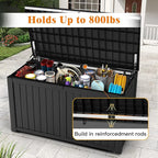 Outdoor Storage Box - Lockable Waterproof UV-Resistant Resin Deck Box for Patio Cushions, Pool Accessories (Black, 180 Gallon)