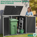Outdoor Trash Can Storage Shed 4.6 x 4.1 FT, 304 Gallon Resin Shed with Lockable Doors & Lift Lid, Waterproof Outdoor Storage for Garden Tools, Cushions and Patio Equipment (Gary)