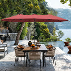 GREEN PARTY 15 ft Rectangle Patio Umbrella with Base Included, Double-Sided Table Umbrella with Crank, Large Outdoor Umbrellas for Patio Poolside Garden Backyard, Burgundy Red