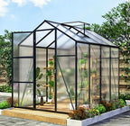 7.2FT High 6*8.2FT Greenhouse for Outdoors,Polycarbonate Greenhouse with Stronger Wind Protection and Roof Vent,Walk-in Large Aluminum Sunroom Winter Proof,Black