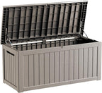 270 Gallon Waterproof Large Resin Deck Box Indoor/Outdoor Lockable Storage Container and Seating for Garden, Pool, and Patio (270 Gallon, Grey)