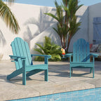 LUE BONA HDPS Adirondack Chairs Set of 4, Fire Pit Outdoor Chair Weather Resistant with Cup Holder, Modern Plastic Chair Plastic for Patio, Deck, Proch, 350LBS, Blue Turquoise