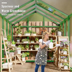 Greenhouse, 6x8 Ft Outdoor Greenhouses, Accessible Green House with Roof Vents and Sliding Doors, Aluminum Frame Polycarbonate Greenhouses, Large Greenhouse for Outdoor Gardens and Backyards, Green