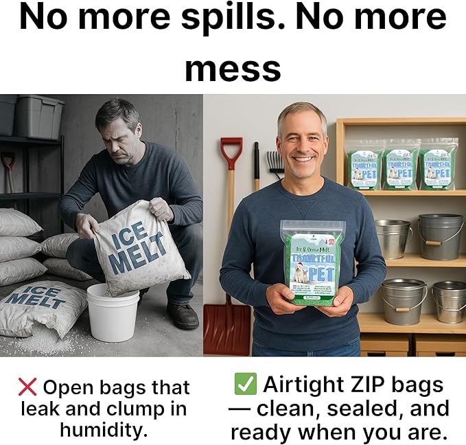Thawtful Pet Safe Ice Melt – Pet Friendly Ice Melt, Snow Melt – Green Granules with CMA, Melts to −12°F (−24°C) - Driveway Salt & Sidewalk Salt for Ice (2 qt. - 4.2 lb.)