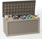 EasyUp 260 Gallon Outdoor Storage Box Waterproof, UV Resistant Resin Deck Box with Hydraulic Rod, Reinforced Stability for Patio, Garden, Rattan Gray