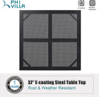 PHI VILLA 37 Inch Outdoor Dining Table Metal Steel Mesh Patio Dining Table Umbrella Table with 1.57" Umbrella Hole (Mesh)