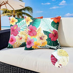 Outdoor Pillow Covers 18x18 Inch Set of 2 Tropical Floral Plants Boho Throw Pillows Cases Waterproof Square Garden Cushion Sham for Patio Funiture Tent Balcony Bench Sofa Couch, Green