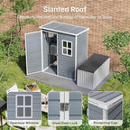 Gizoon 5x3 FT Outdoor Storage Shed with Lockable Door, Resin Weatherproof Plastic Garden Shed with Floor & Ventilation, Backyard Shed for Patio, Lawn Tools, Bike, and Toys