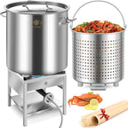 ARC 100QT Stainless Steel Seafood Boil Pot with 200,000BTU Propane Burner, w/Basket for Outdoor Deep Fryer, Large Cooking Pot for Turkey Fryer, Crab, Crawfish, Shrimp, Lobster Boiling Stock Pot