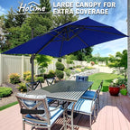 Hotime 10ft Patio Cantilever Umbrella Deck Offset Double Roof Umbrellas,sombrillas de patio Large Rectangular tilt umbrella with 360°Rotation&Heavy-Duty Aluminum Frame,for Poolside Garden,Dark Blue