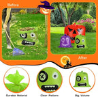 Halloween Pumpkin Leaf Bags, 10 Pcs Large Reusable Plastic Yard Trash Bags with Twist Ties for Fall Porch Decorations, Garden Waste & Outdoor Halloween Decorations