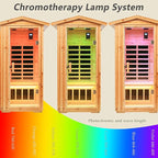 Old Fir Wood Low EMF Far Infrared Outdoor Sauna(1560W) + Infrared Foot Spa Bucket(175W), Home Sauna with LCD Control Panel, Chromotherapy Light, Reading Light, Bluetooth Speaker