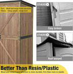 Aivituvin Storage Shed Outdoor Storage Cabinet Upgraded with All Arounded Metal Frame, Wooden Floor and Adjustable Shevels 55" L x 29" W x 67" H, Dark Brown