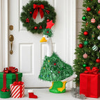 Abbylike Christmas Tree Goose Outfits Christmas Costume for Porch Goose 23 Inch Lawn Yard Patio Statue Outdoor Holiday Outfit Clothes Decoration