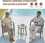 NATURAL EXPRESSIONS Outdoor Patio Furniture Conversation Sets 3 Pieces Patio Lawn Chair Set Porch Chairs with Metal Table for Balcony Yard Garden Lawn Poolside