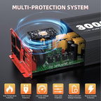 3000W Pure Sine Wave Inverter, Car Power Inverter 12V to 120V AC Converter for RV, Truck, Solar, Outdoor with Dual AC and 20A Socket, 18W+30W USB, PD60W, Surge 6000W, Remote Control(3000W-12V)