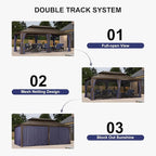 PURPLE LEAF 12' x 20' Hardtop Gazebo Outdoor Metal Roof Sun Shade Tent with Curtains and Netting Patio Canopy Permanent Pavilion