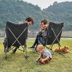 EVER ADVANCED Oversized Folding Rocking Camping Chairs Set of 2, Padded Portable Rocker Chair for Patio, Lawn and Outdoors, Heavy Duty Hard Armchair for Adults Supports 400lbs, Grey