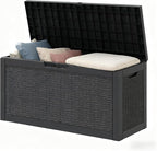 Outdoor Storage Box, Resin Deck Boxes Indoor and outdoor, Waterproof Storage Box Lockable Lid (Black, 60 Gallon)