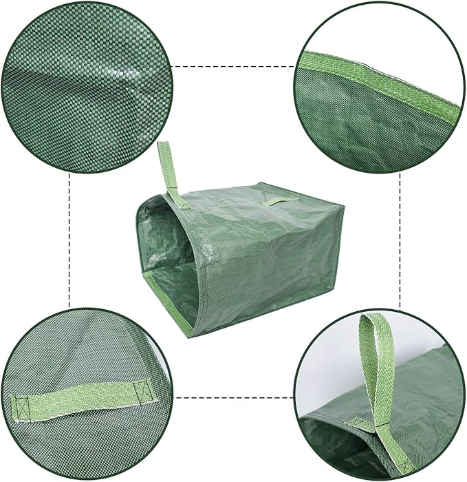 UNISTRENGH Garden Lawn Leaf Yard Waste Bag Large Clean Up Container Tote Gardening Trash Reusable Garbage Storage Bags, 53 Gallons (Green-Single)