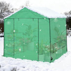 COOS BAY 8x8 FT Portable Walk-in Greenhouse, Pop up Outdoor Green House with Power Access Openings, Zippered Doors & Windows, Durable PE Cover, Green