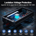 3000W Power Inverter,Peak Power 6000W 12V DC to AC 110V120V,Remote Control with 2AC Outlets and 2.4USB Port,LCD Display for Power Converter,Outdoor Activities,Emergency,Vehicles Truck RV Solar System