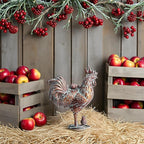 Metal Rooster w/ Chicks Statue Garden Yard Decor,15.7"L x 18.8"H Metal Chickens Yard Art, Vintage Outdoor Chicken Rooster Figurine for Backyard Patio Lawn Home Decoration, Gift for Chicken Lovers